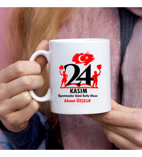 24 Kasım Öğretmenler Günü Hediyesi Kupa Bardak (Beyaz)