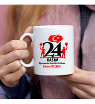 24 Kasım Öğretmenler Günü Hediyesi Kupa Bardak (Beyaz)