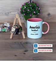 Anestezi Teknikeri Kupa Bardak Beyaz ve Fotoğraflı Ahşap Anahtarlık Hediye (Model 6)