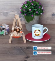 Diyetisyen Türk Kahvesi Fincanı Ahşap Altlıklı ve Fotoğraflı Ahşap Anahtarlık Hediye (Model 3)