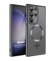 Microsonic Samsung Galaxy S23 Ultra Kılıf MagSafe Luxury Electroplate Koyu Yeşil (Siyah)