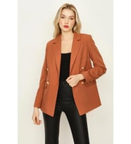 Kadın Gold Düğmeli Blazer Ceket (Tarçın)