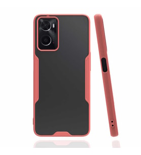 Oppo A76 Kılıf Kamera Korumalı Arkası Şeffaf Silikon (Pembe)