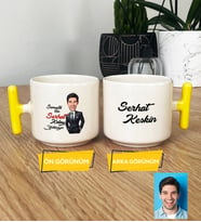 Kişiye Özel Karikatürlü Kolay Yetişmiyor Hediye T Kupa Bardak Erkek Sevgiliye Abiye Babaya Doğum Günü Hediyesi (Sarı)