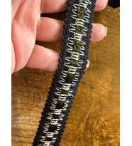 TAŞ VE NAKIŞ İŞLEME ŞERİT DİKİŞ GİYİM AKSESUARI EN 2 CM 1 METRE (Siyah)