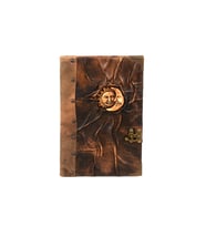 ML El Yapımı Hakiki Deri Defter - Seyahat Günlüğü - Notebook - Deri Defter- Figürlü Deri Defter (Kahverengi Koyu)