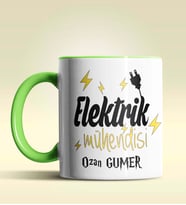 Kişiye Özel Elektrik Mühendisi Tasarımlı Turuncu Kupa Bardak (Yeşil)