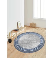 Dijital Baskılı Kaymaz Taban Yıkanabilir Yuvarlak Salon Halısı Koridor Halısı Paspas NDY-HT-664 (Mavi)