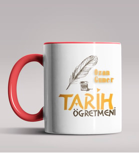 Kişiye Özel Tarih Öğretmeni Tasarımlı Siyah Renk Kupa Bardak 4 (Kırmızı)