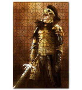 Cakapuzzle Altın Zırhlı Savaşçı ve Kılıcı Puzzle Yapboz MDF (Ahşap) (500 Parça)