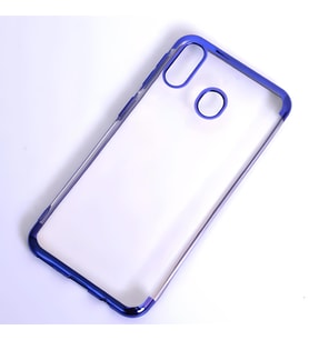 Galaxy M20 Kılıf Dört Köşeli Lazer Silikon Kılıf (Mavi)