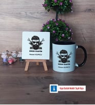 Erkek Kuaförü Dekoratif Taş, Kupa Bardak Kırmızı Hediye (Model 10)