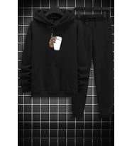 Unisex Tupac Coffee Baskılı Eşofman Takımı (Siyah)
