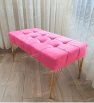 Modern Dilim Puf Ayakucu Puf Gold Metal Ayak (100*45) (Pembe)