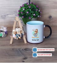 Babalar Günü Hediyesi Kupa Bardak Beyaz ve Fotoğraflı Ahşap Anahtarlık Hediye Babaya Hediye (Model 9)