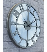 Markakanvas Metal  AYNALI Duvar Saati  ( Çap 50 cm -Çap 80 cm ) (Gri)