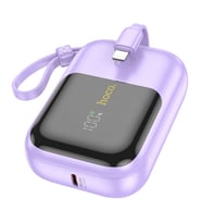 HOCO Q20 Fountain 10000mAh 22.5W+PD20W Dijital Göstergeli Kablolu Powerbank (Mor)