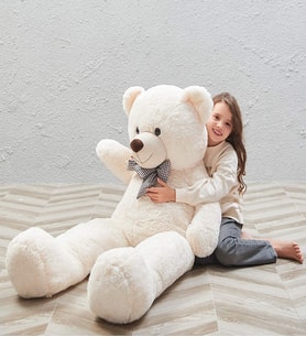 SOLE 160-170 cm Papyonlu DEV Boy Peluş Ayı - % 100 YERLİ (Beyaz)