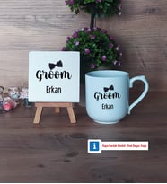 Groom Dekoratif Taş, Kupa Bardak Kırmızı Hediye (Model 4)