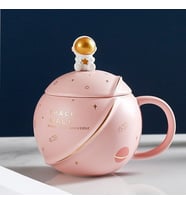 Kapaklı Astronot Temalı Kupa Bardak (Pembe)