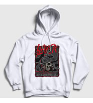 Presmono Unisex Beyaz Slayed Slayer Kapüşonlu Sweatshirt 111803tt (Beyaz)