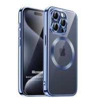 Microsonic Apple iPhone 15 Pro Max Kılıf MagSafe Luxury Electroplate Siyah (Mavi)