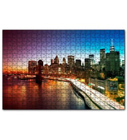 Cakapuzzle New York Manhattan Köprüsü ve Gece Manzarası  Puzzle Yapboz MDF (Ahşap) (1000 Parça)