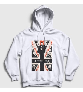 Presmono Unisex Beyaz Daniel Craig Film James Bond Kapüşonlu Sweatshirt 257649tt (Beyaz)