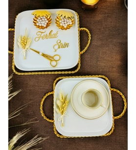 Forever Gold Söz Tepsisi ve Nişan Tepsisi (Gold)