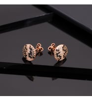 925 Ayar Gümüş Beyaz Zirkon Tasarım Daire Küpe (Leopar)