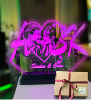 Sevgiliye Özel Fotoğraflı Aşk 3d Gece Lambası (Pembe)