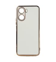 Vivo Y16 Kılıf Zore Bark Kenarları Altın Renk Kılıf (Beyaz)