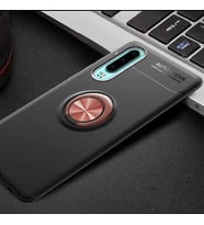 Huawei P30 Kılıf Yüzüklü Magnetli Ravel Case (Siyah-Rose Gold)