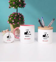Sevimli Panda Kupa Bardak Kalemlik ve Anahtarlık İsme Özel (Model 4)