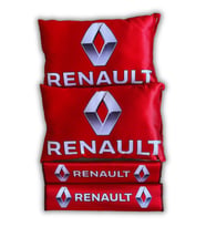 Renault Uyumlu Dijital Baskılı Araç Seyahat Boyun Yastık Emniyet Kemer Ped  2'li Set (Kırmızı)