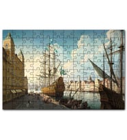 Cakapuzzle Avrupa'da Eski Bir Liman Kenti ve Gemiler Puzzle Yapboz MDF (Ahşap) (1000 Parça)