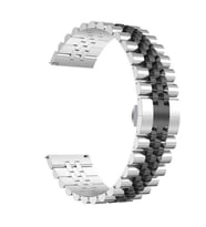 Mi Watch Color Kordon 22mm Şeritli Metal Kordon 36 (Gümüş-Siyah)