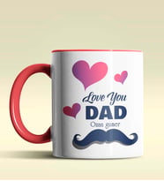 Kişiye Özel Love You Dad Tasarımlı Siyah Kupa Bardak (Kırmızı)