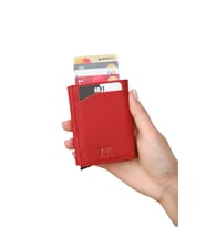Retro 2660 Hakiki Deri Mekanizmalı Unisex Cüzdan (Kırmızı)