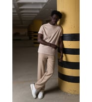 Bisiklet Yaka %100 Pamuklu Basic Oversize (Geniş Model) T-shirt (Kahverengi Açık)