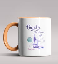 Kişiye Özel Biyoloji Öğretmeni Tasarımlı Siyah Renk Kupa Bardak 3 (Turuncu)