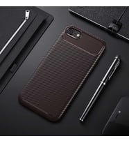 Uyumlu Model Apple iPhone 6 6S Kılıf Karbon Silikon Case (KAHVE)