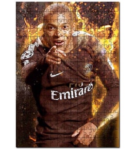 Cakapuzzle Paris Saint Germain Forma Mbappe ve Alevler Puzzle Yapboz MDF (Ahşap) (500 Parça)