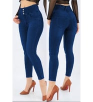 Yüksek Bel Likralı Jean Pantolon (Renk Seçenekli) (Lacivert)