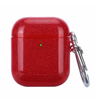 Apple Airpods 1. / 2. Nesil Kılıf Silikon Simli Parlak Shining Kılıf 17 (Kırmızı)