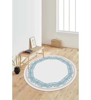 Dijital Baskılı Kaymaz Taban Yıkanabilir Yuvarlak Salon Halısı Koridor Halısı Paspas NDY-HY-896 (Mavi)