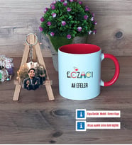 Eczacı Kupa Bardak Beyaz ve Fotoğraflı Ahşap Anahtarlık HediyeEczacıya Hediye Eczacılar Günü Hediyesi (Model 2)