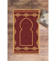 EVDEYA Dijital Baskılı Yıkanabilir Şık Motifli Namazlık Seccade 70x130 Cm, Seccade-16-gri, (Kırmızı)