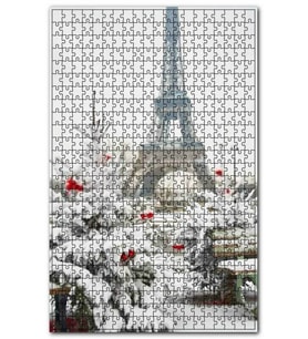 Cakapuzzle Eyfel Kulesi ve Karlı Ağaçlar Puzzle Yapboz MDF (Ahşap) (1000 Parça)