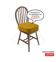 XPERMATE 2'li StandartFit Oval Sandalye Minderi Fermuarlı Yıkanabilir Kılıf Bağcıklı Su ve Yağ İtici 42x42x5 cm (Hardal)